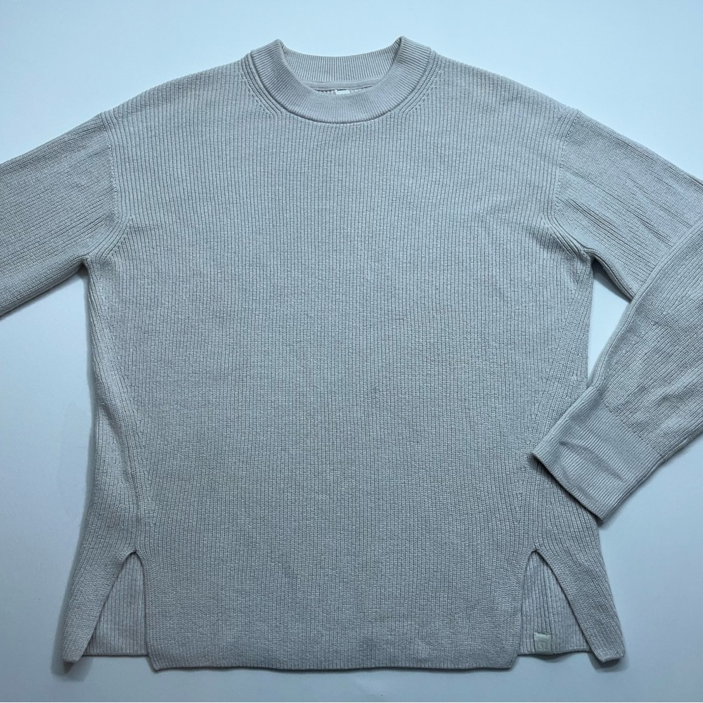 Lululemon Merino Wool Blend Ribbed Crewneck Sweater Womens Size 6 Ivory LW3GKAS - Picture 1 of 13
